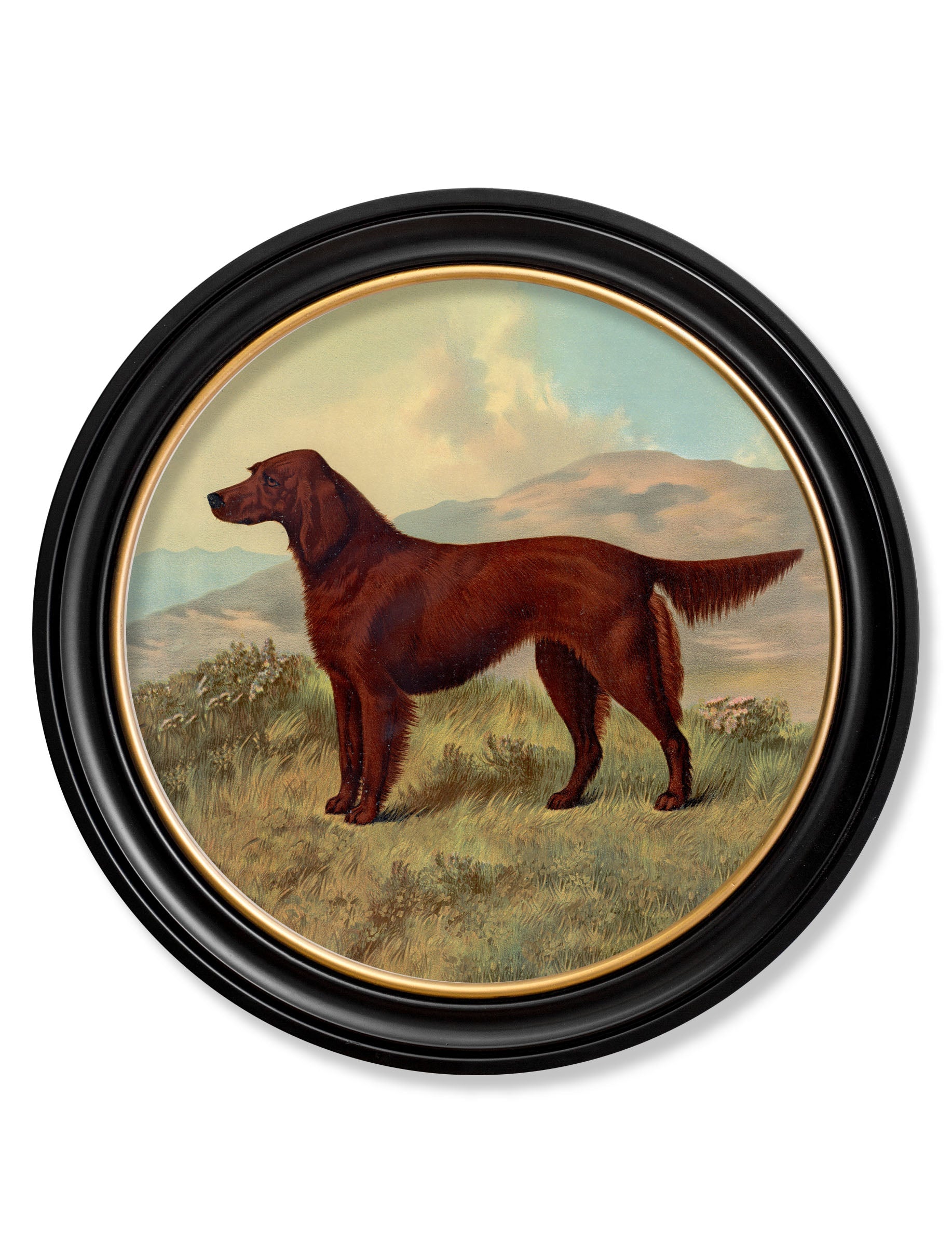 c 1881 working dogs round frame 1 in size 44 x 44cm - glass-fronted framed wall art print with solid wood frame, luxury wall art for sophisticated spaces