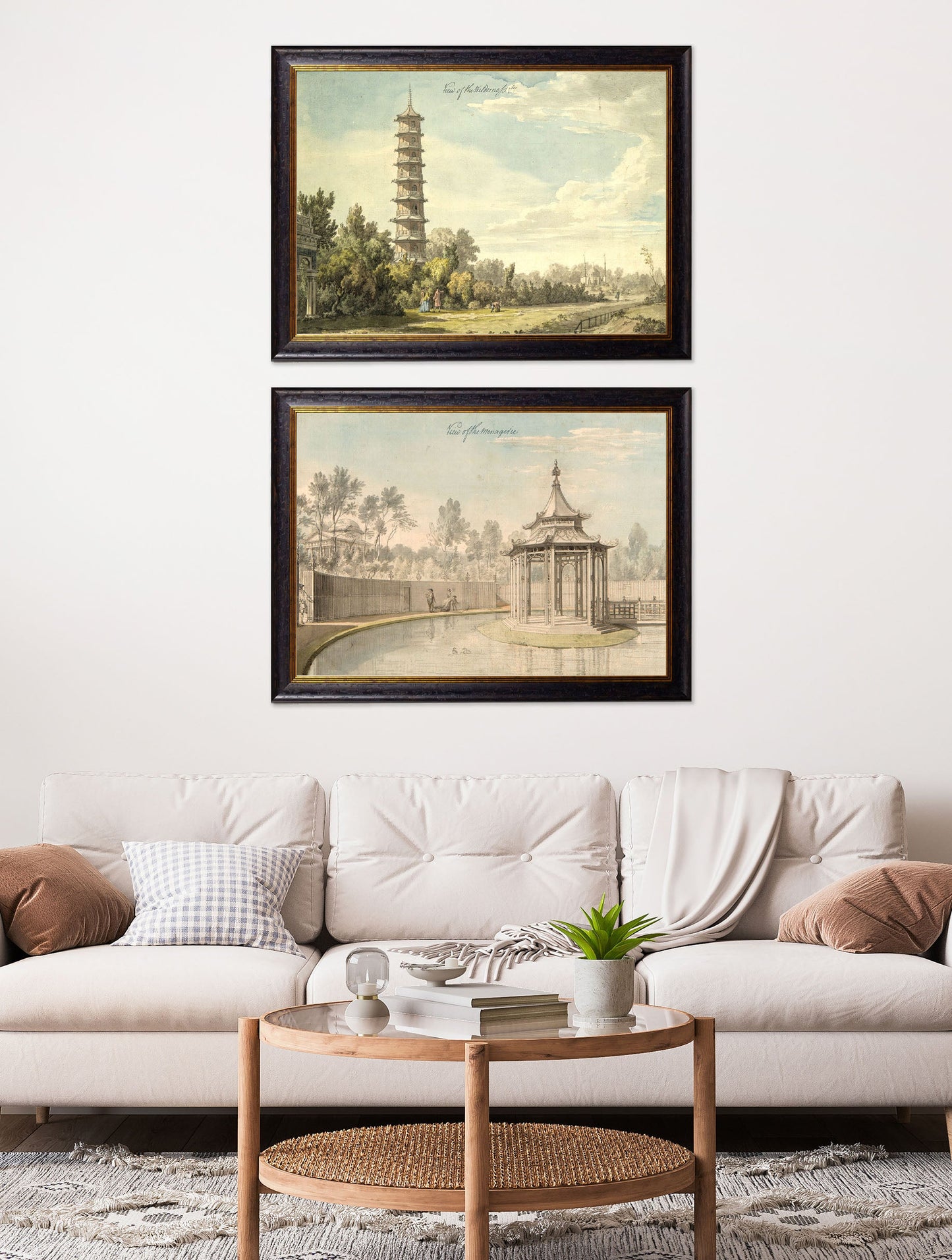 gardens at kew in size 50 x 70cm - glass-fronted framed wall art print with solid wood frame, ideal for contemporary home styling