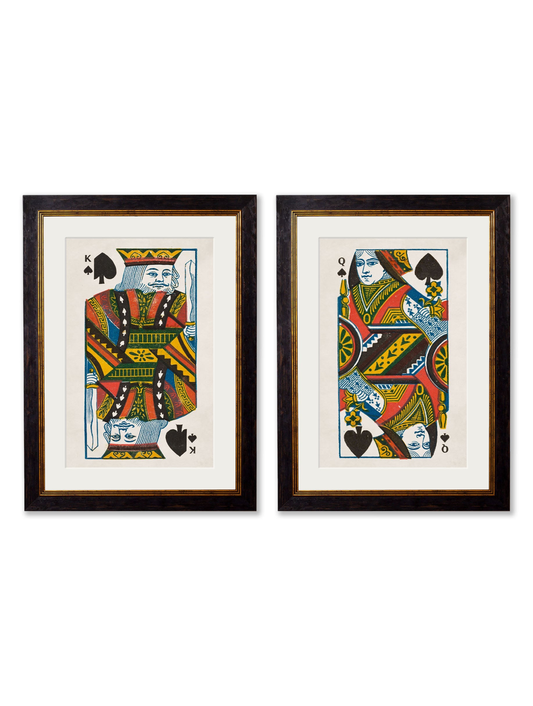 c1888 King & Queen of Spades in size 38 x 50cm - glass-fronted framed wall art print with solid wood frame, designed for high-end interior design