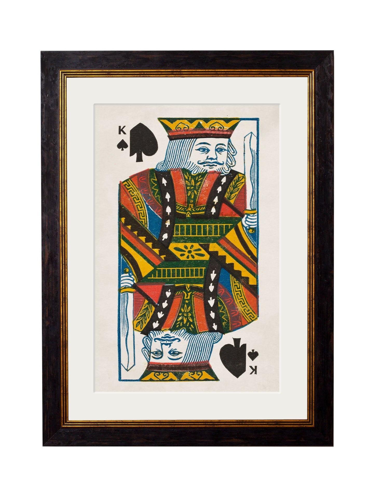 king queen of spades in size 38 x 50cm - glass-fronted framed wall art print with solid wood frame, a beautiful addition to stylish homes