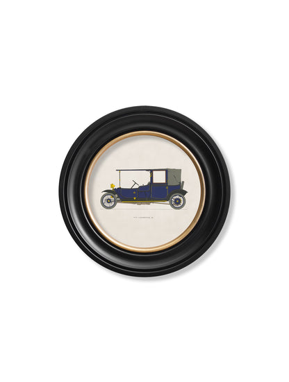 1910 lanchester 28 in round frame - premium glass-fronted framed art print with solid wood frame, adds elegance to your decor
