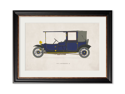 1910 LANCHESTER 28 in size 35 x 50cm - glass-fronted framed wall art print with solid wood frame, designed for high-end interior design