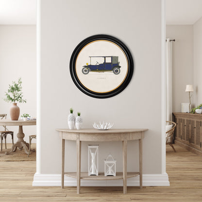 1910 lanchester 28 in round frame in size 70 x 70cm - glass-fronted framed wall art print with solid wood frame, designed for high-end interior design