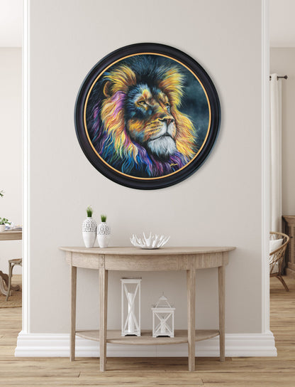 courage oxford round frame in size 70 x 70cm - glass-fronted framed wall art print with solid wood frame, perfect for luxury home decor