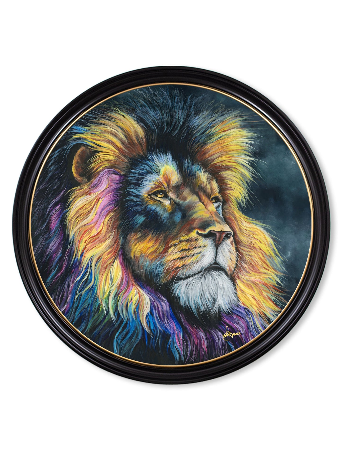 courage oxford round frame - premium glass-fronted framed art print with solid wood frame, perfect for statement wall decor