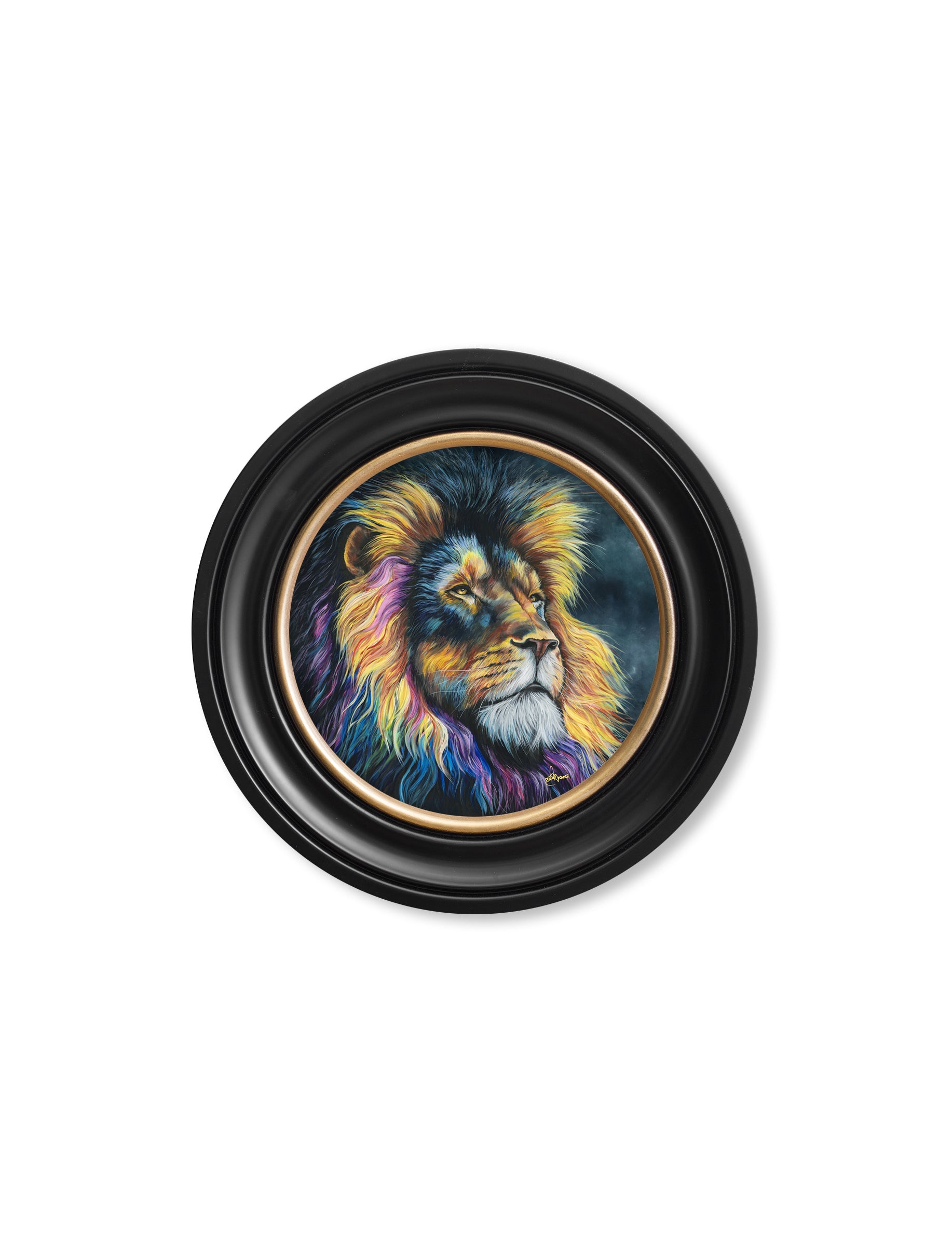courage oxford round frame in size 120 x 120cm - glass-fronted framed wall art print with solid wood frame, a beautiful addition to stylish homes
