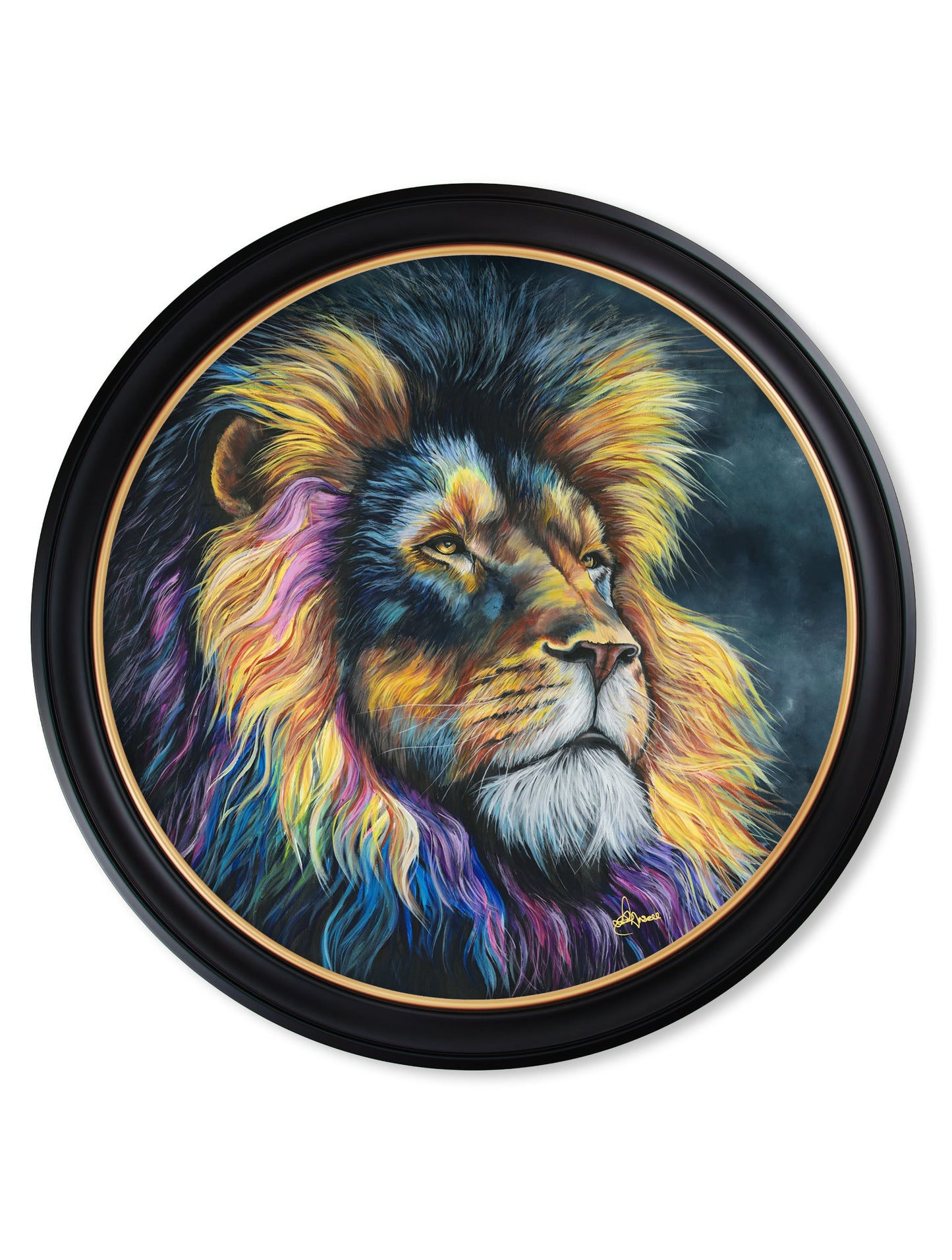 courage oxford round frame - premium glass-fronted framed art print with solid wood frame, ideal for modern interiors