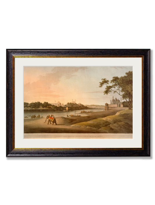 c.1802 Lucnow Taken From the Opposite Bank of the River Goomty in size 50 x 70cm - glass-fronted framed wall art print with solid wood frame, ideal for contemporary home styling