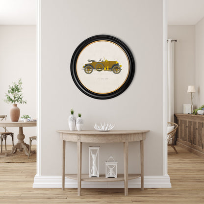 1913 14 morris oxford in round frame in size 70 x 70cm - glass-fronted framed wall art print with solid wood frame, perfect for statement wall decor