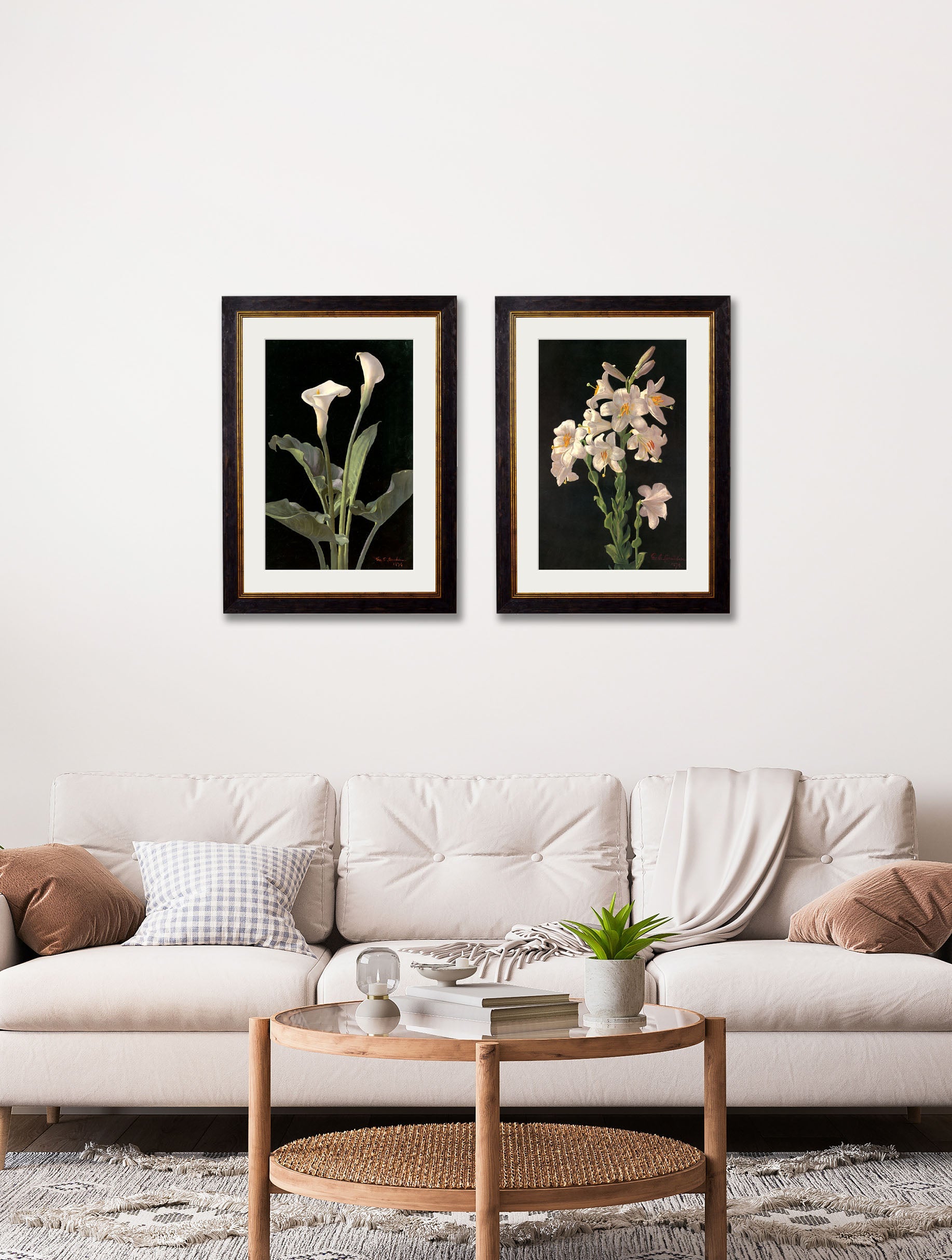 c 1874 george cochran lambdin lillys in size 38 x 50cm - glass-fronted framed wall art print with solid wood frame, ideal for contemporary home styling