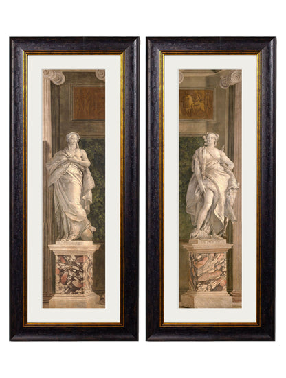 c.1760 Allegorical Figures Representing Grammar and Arithmetic in size 38 x 95cm - glass-fronted framed wall art print with solid wood frame, luxury wall art for sophisticated spaces