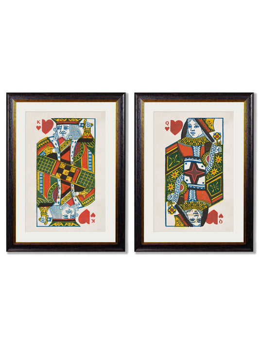 c1888 King & Queen of Hearts in size 38 x 50cm - glass-fronted framed wall art print with solid wood frame, perfect for luxury home decor
