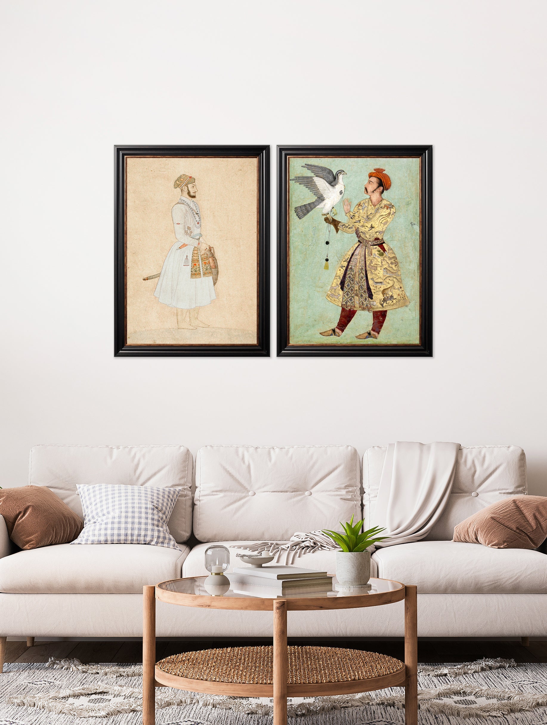 mughals in size 38 x 50cm - glass-fronted framed wall art print with solid wood frame, designed for high-end interior design