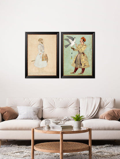 mughals in size 38 x 50cm - glass-fronted framed wall art print with solid wood frame, designed for high-end interior design