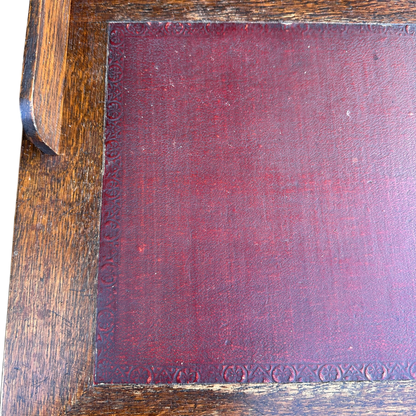 Small 1930's Leather Topped Kneehole Writing Desk With Inkwells from Selfridge & Co