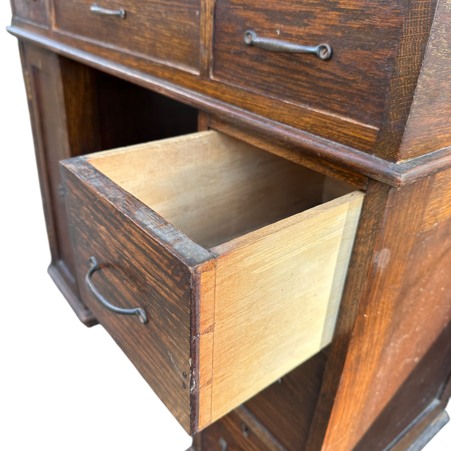 Small 1930's Leather Topped Kneehole Writing Desk With Inkwells from Selfridge & Co
