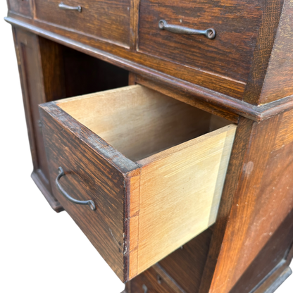 Small 1930's Leather Topped Kneehole Writing Desk With Inkwells from Selfridge & Co