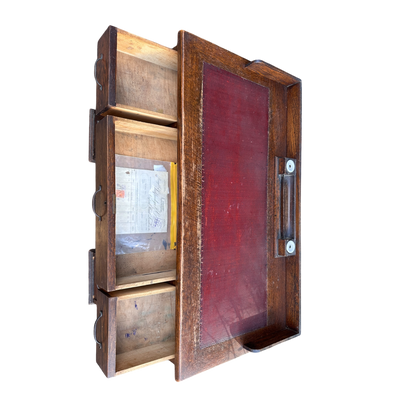 Small 1930's Leather Topped Kneehole Writing Desk With Inkwells from Selfridge & Co