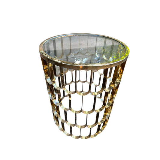 Modern Glass Topped Metal Side Table