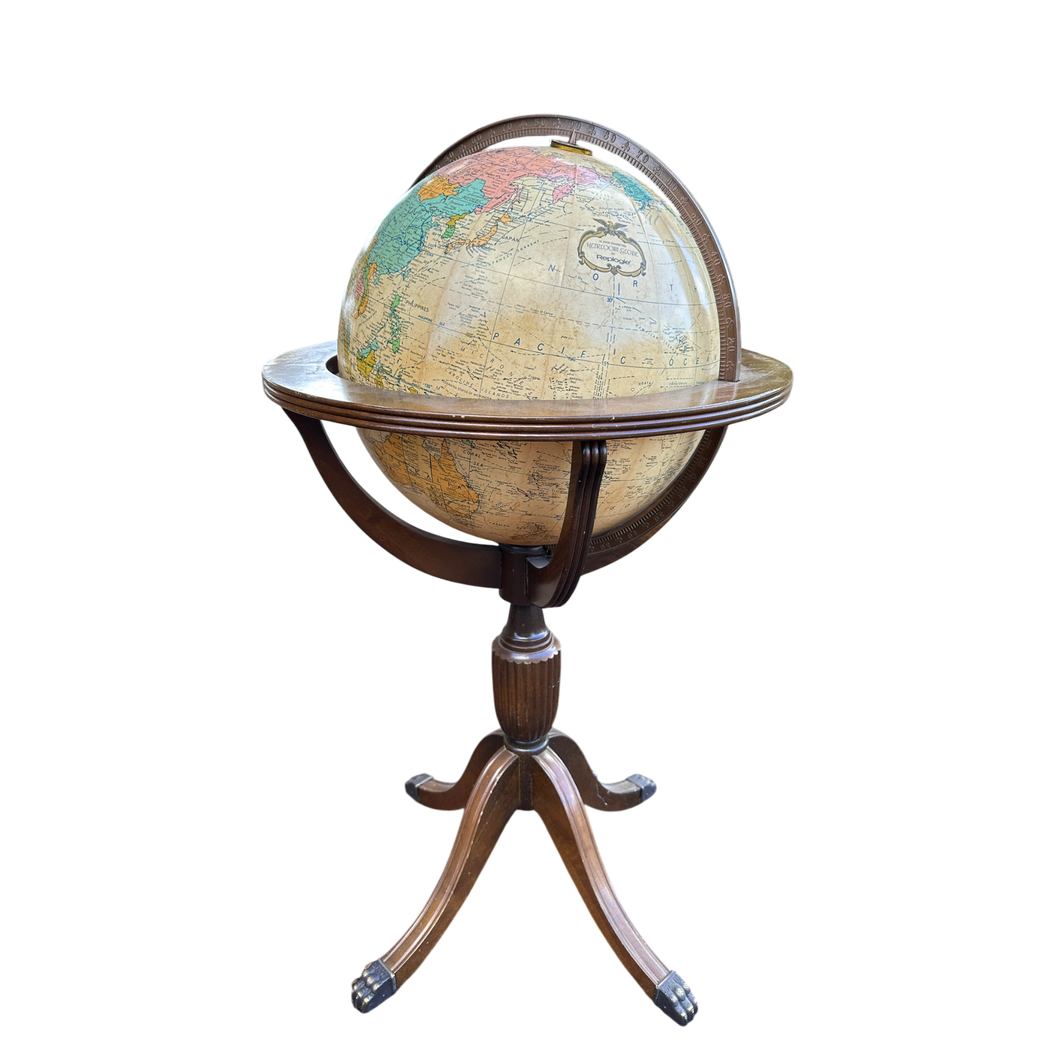 Vintage Globe On Pedestal Stand