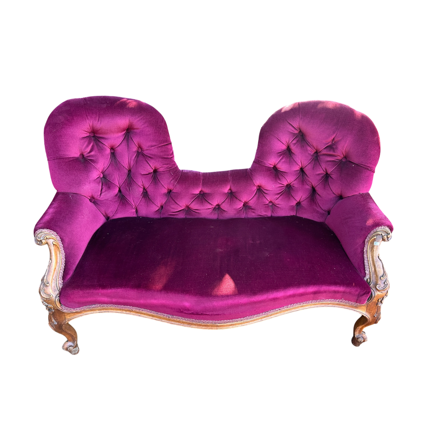 Quality Mid Victorian Double Camel-Back Walnut Framed Settee Chaise Sofa