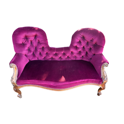 Quality Mid Victorian Double Camel-Back Walnut Framed Settee Chaise Sofa