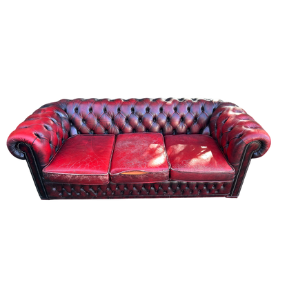 Read Leather Vintage Three Seater Button Backed Chesterfield Sofa