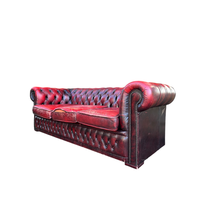 Read Leather Vintage Three Seater Button Backed Chesterfield Sofa