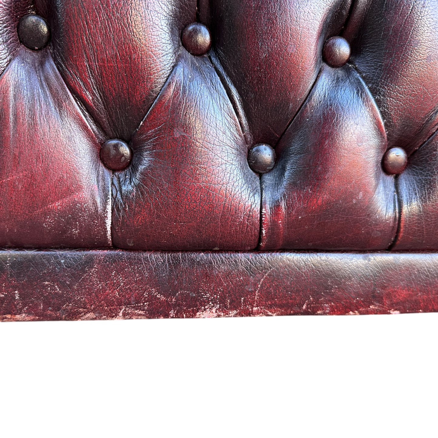 Read Leather Vintage Three Seater Button Backed Chesterfield Sofa