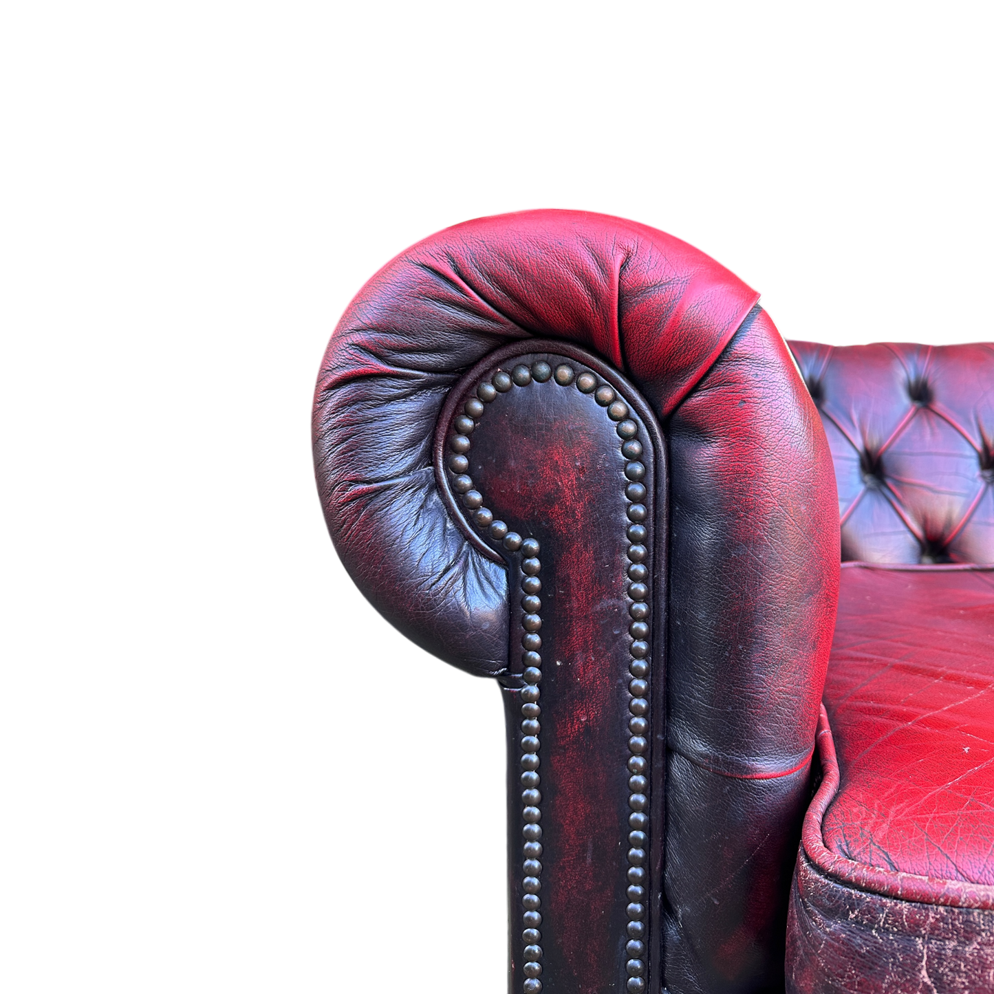 Read Leather Vintage Three Seater Button Backed Chesterfield Sofa