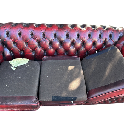 Read Leather Vintage Three Seater Button Backed Chesterfield Sofa