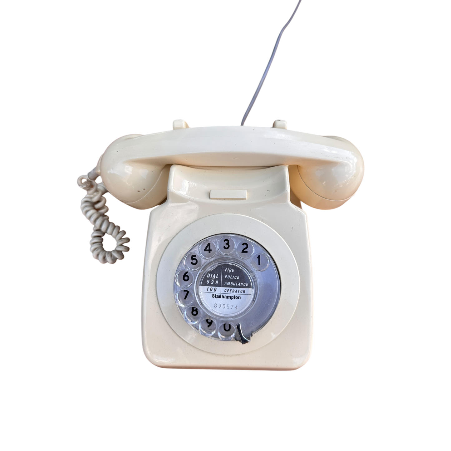 Vintage White Telephone With Dial