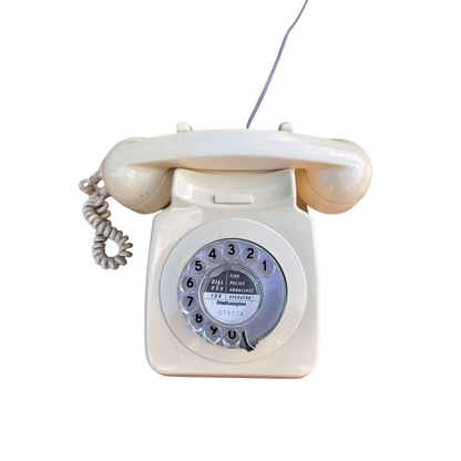 Vintage White Telephone With Dial
