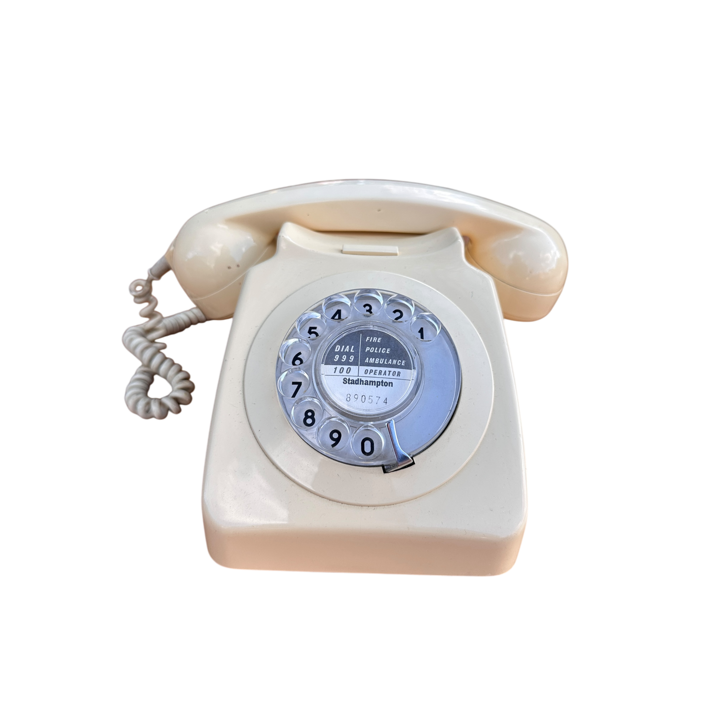 Vintage White Telephone With Dial