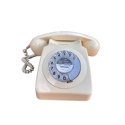 Vintage White Telephone With Dial