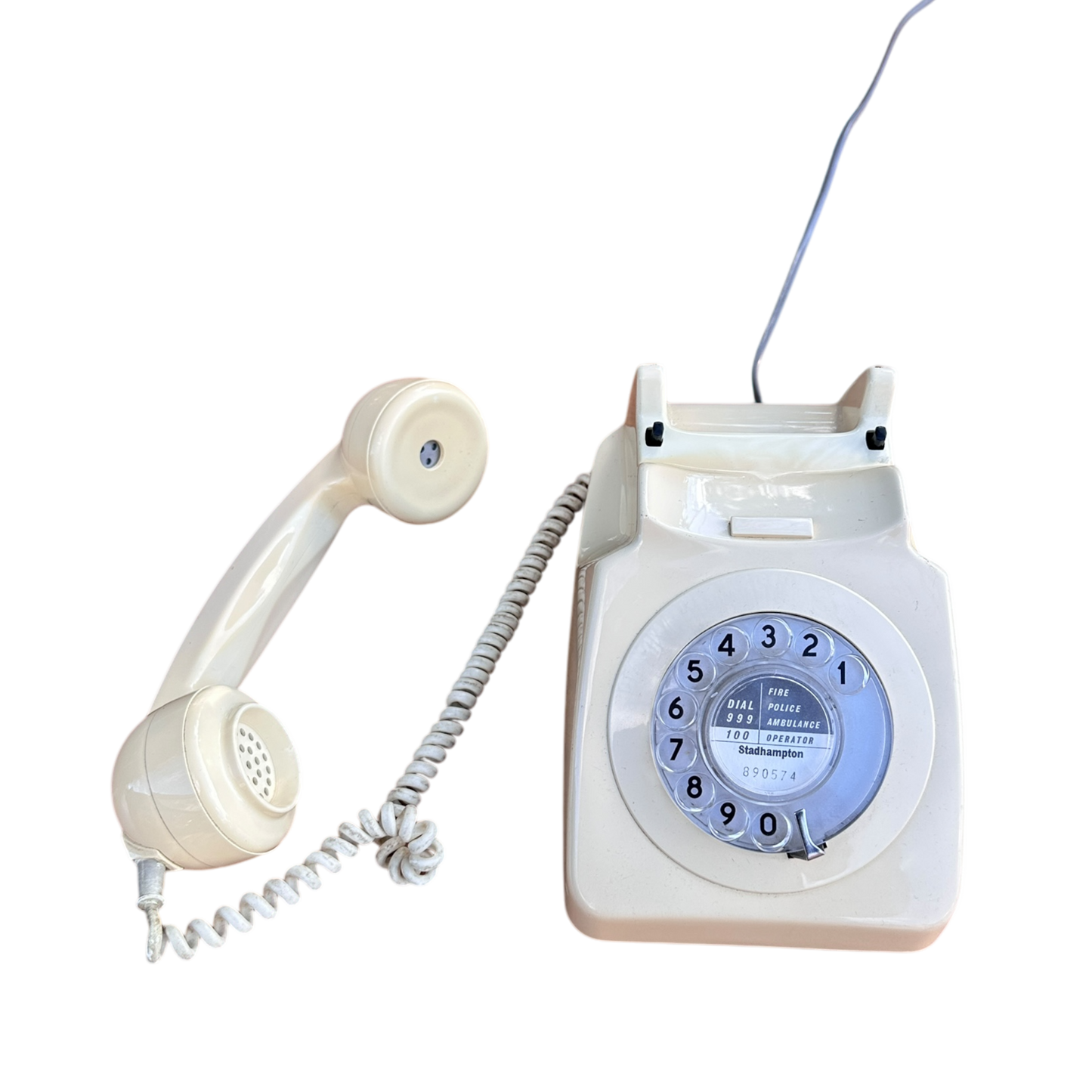 Vintage White Telephone With Dial