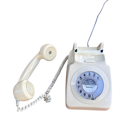 Vintage White Telephone With Dial