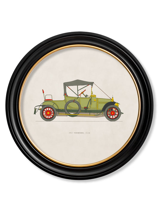 1912 VERMOREL 12/16 in Round Frame in size 44 x 44cm - glass-fronted framed wall art print with solid wood frame, adds elegance to your decor