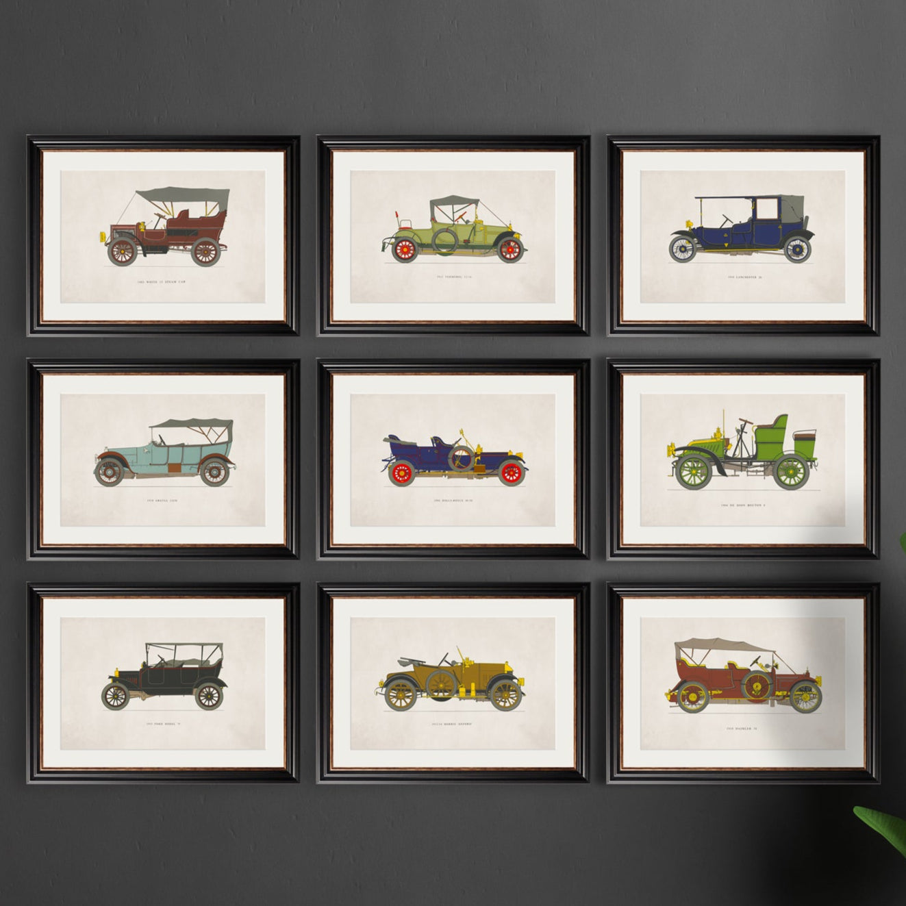 1910 daimler 38  in size 50 x 70cm - glass-fronted framed wall art print with solid wood frame, ideal for modern interiors