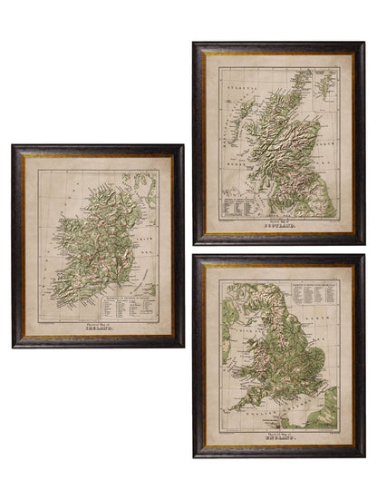 c.1880 Maps of The United Kingdom & Ireland in size 84 x 70cm - glass-fronted framed wall art print with solid wood frame, luxury wall art for sophisticated spaces