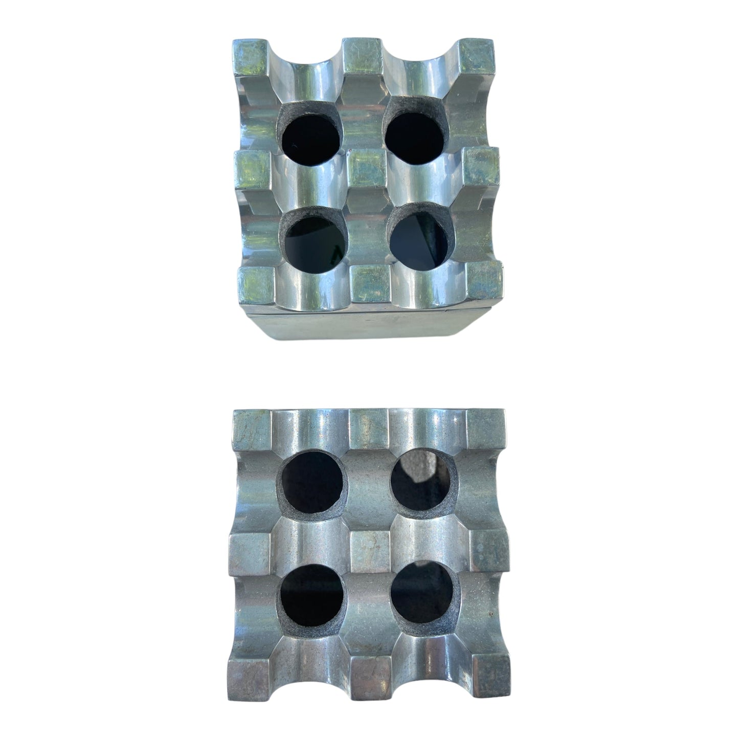 Aluminium Pair of Ultima Ashtrays By Holger Bäckström & Bo Ljungberg, Sweden 1970's DecorThe Furniture Recycling Shop