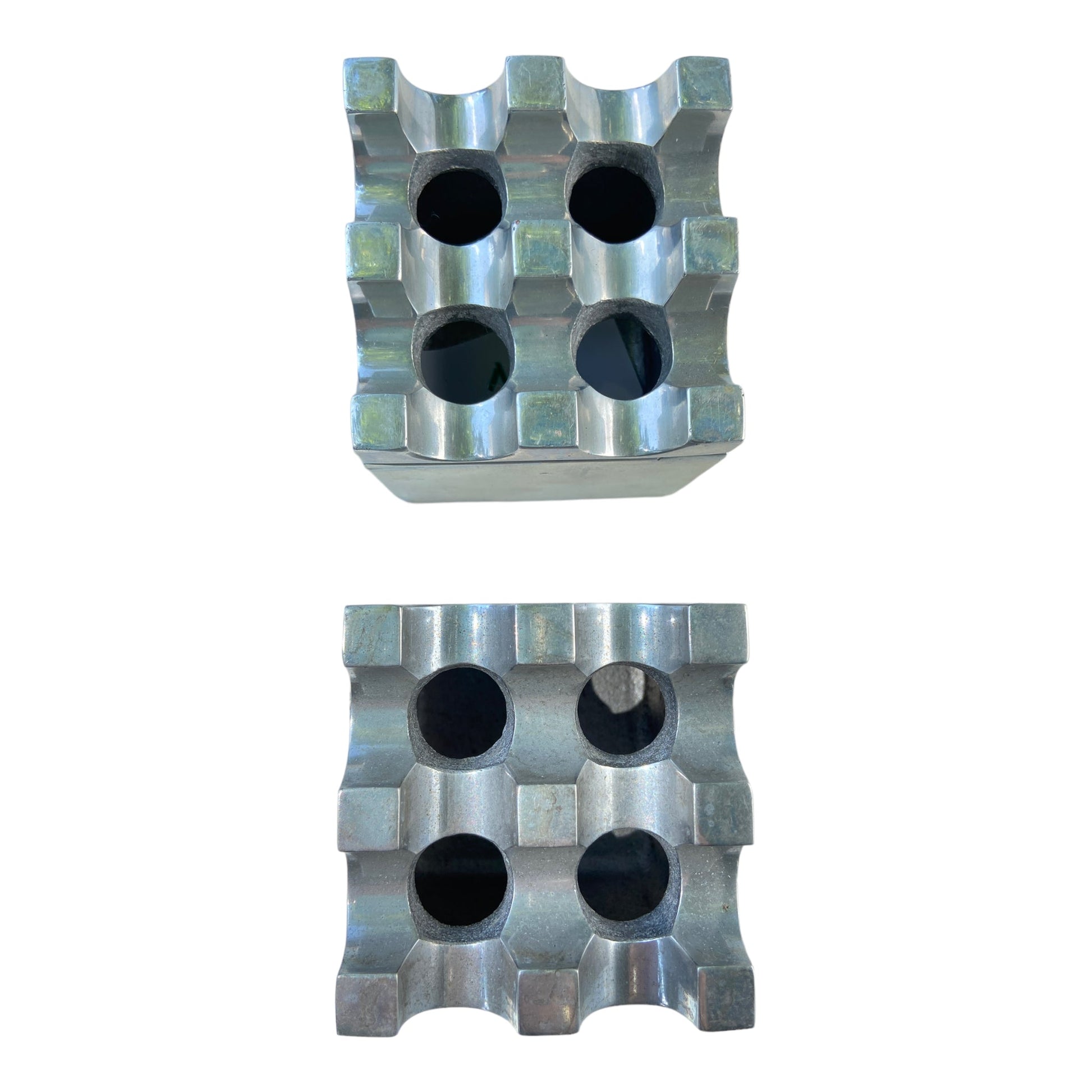 Aluminium Pair of Ultima Ashtrays By Holger Bäckström & Bo Ljungberg, Sweden 1970's DecorThe Furniture Recycling Shop