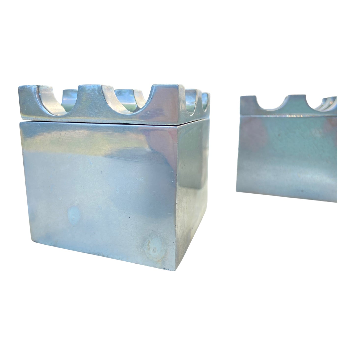 Aluminium Pair of Ultima Ashtrays By Holger Bäckström & Bo Ljungberg, Sweden 1970's DecorThe Furniture Recycling Shop