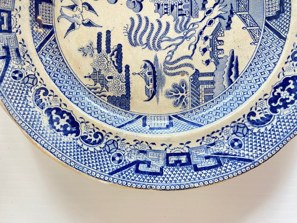 Antique Blue and White Willow Pattern Small Semi China Oriental Pattern Plate (1 of 2)The Furniture Recycling ShopFurniture