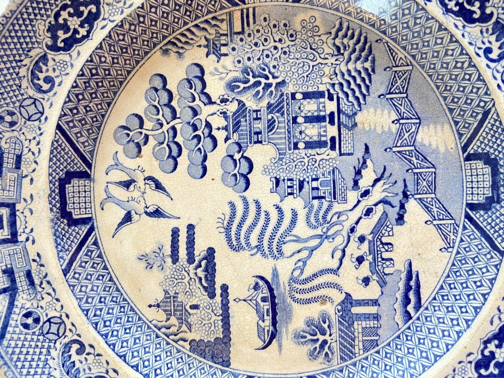 Antique Blue and White Willow Pattern Small Semi China Oriental Pattern Plate (1 of 2)The Furniture Recycling ShopFurniture