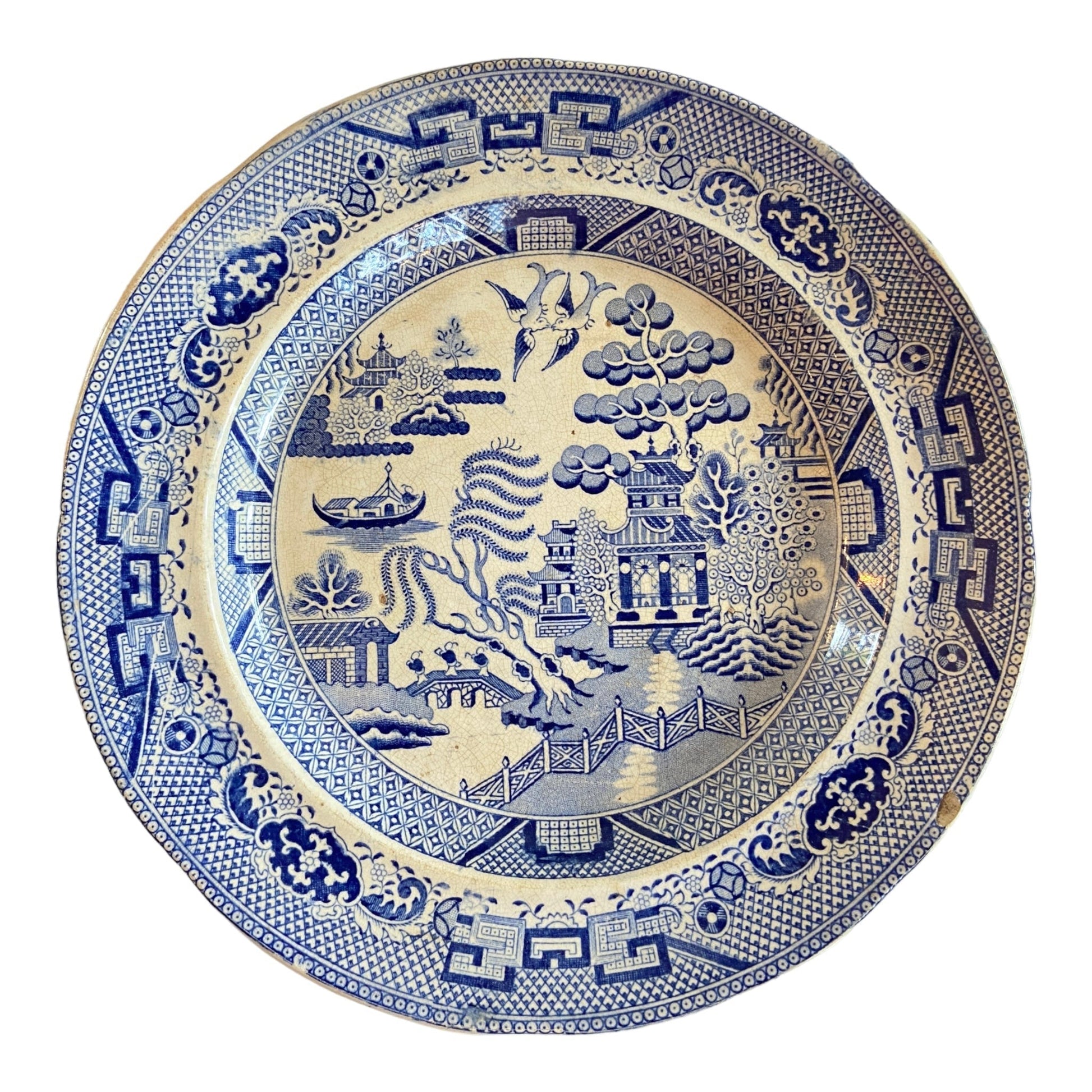 Antique Blue and White Willow Pattern Small Semi China Oriental Pattern Plate (1 of 2)The Furniture Recycling ShopFurniture