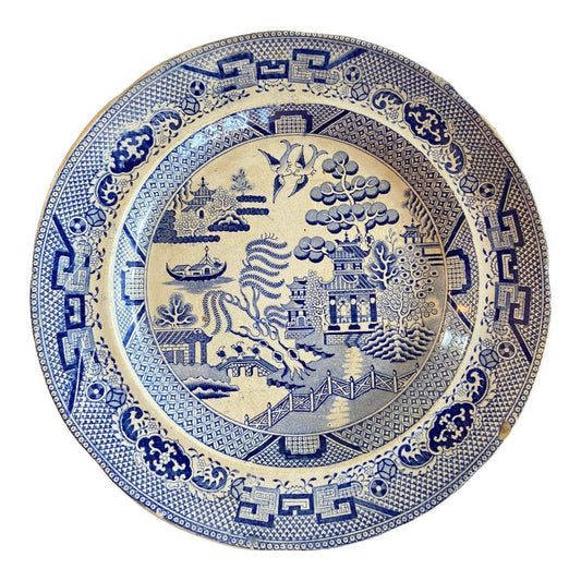 Antique Blue and White Willow Pattern Small Semi China Oriental Pattern Plate (1 of 2)The Furniture Recycling ShopFurniture