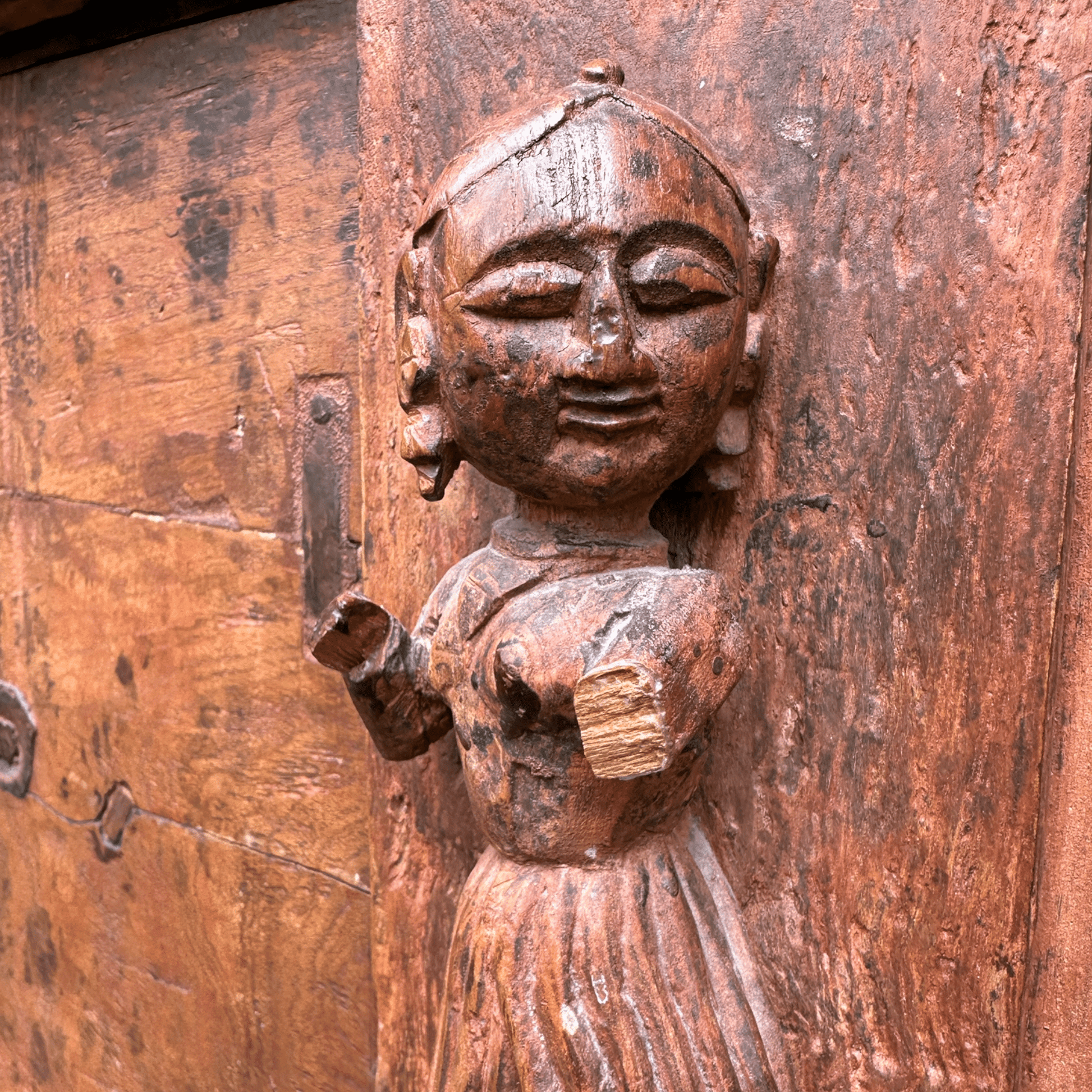 Antique Indian Damchiya Dowry Chest Hand Carved Hardwood SideboardThe Furniture Recycling Shop