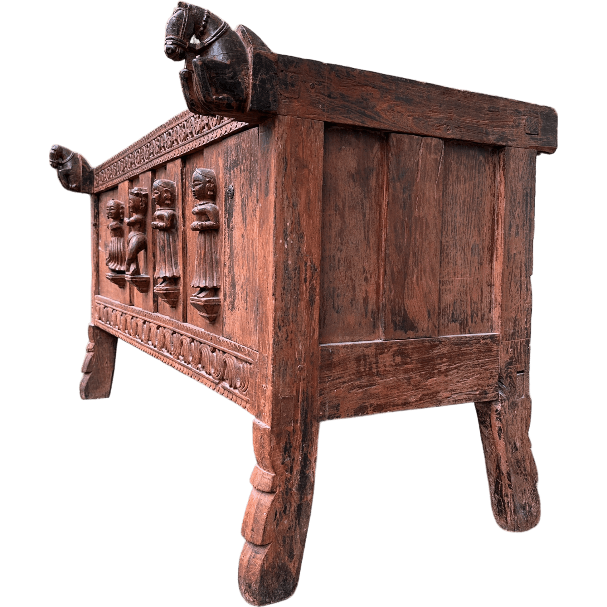 Antique Indian Damchiya Dowry Chest Hand Carved Hardwood SideboardThe Furniture Recycling Shop