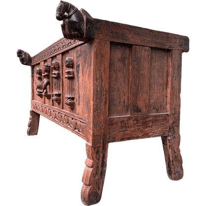 Antique Indian Damchiya Dowry Chest Hand Carved Hardwood SideboardThe Furniture Recycling Shop
